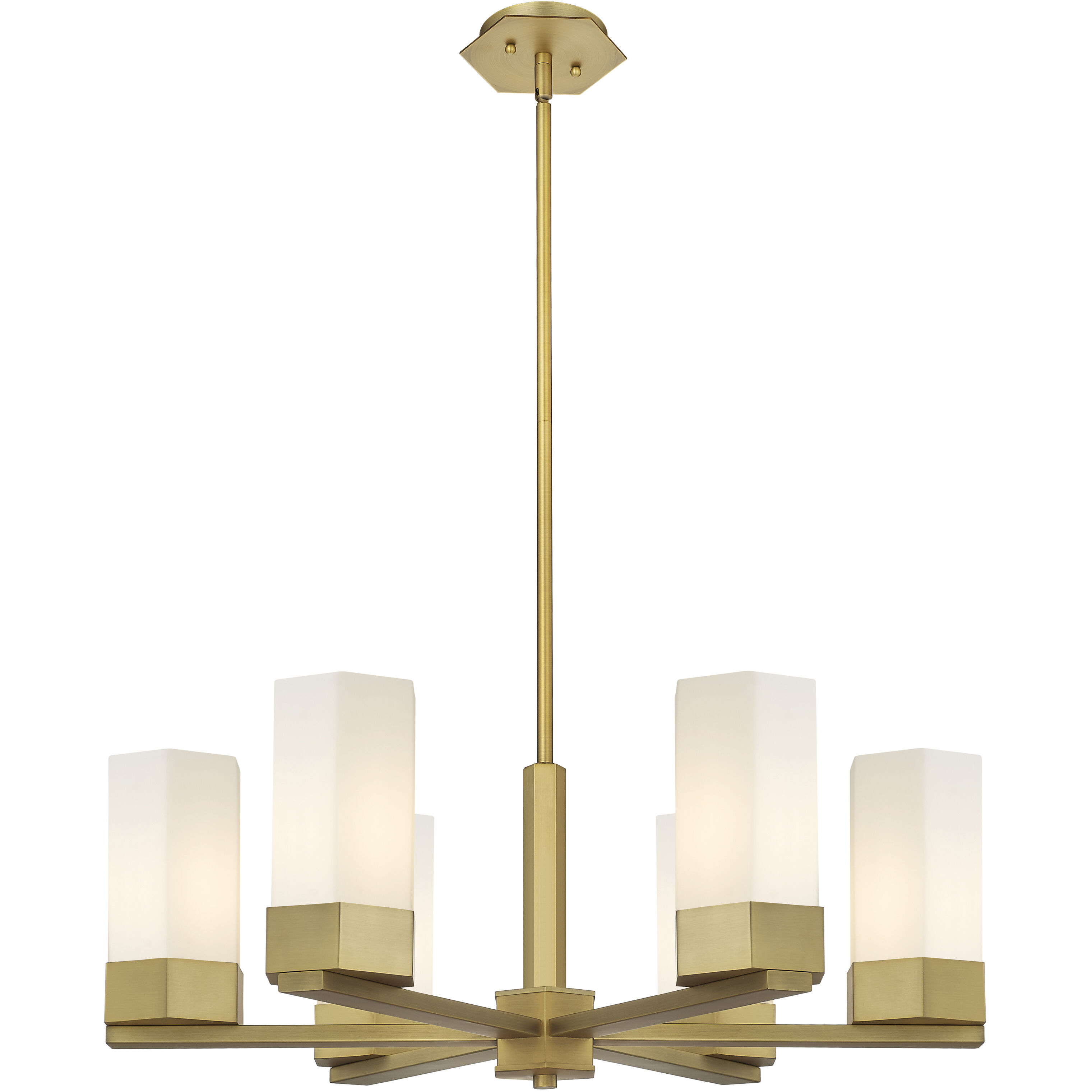 Claverack 6 Light 28.38 inch Brushed Brass Chandelier Ceiling Light in Matte White Glass