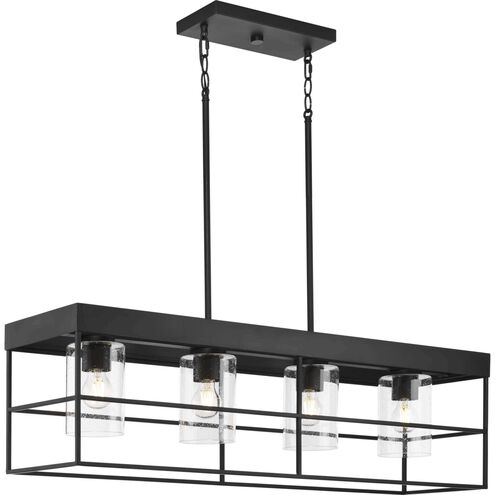 Burgess 4 Light 42 inch Matte Black Linear Chandelier Ceiling Light, Design Series