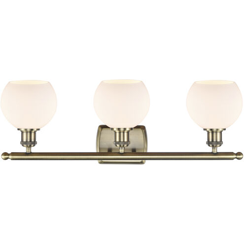 Ballston Athens 3 Light 26 inch Antique Brass Bath Vanity Light Wall Light in Matte White Glass