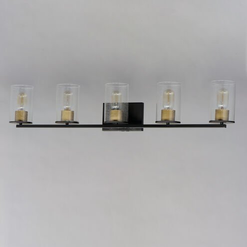 Sleek 5 Light 40 inch Antique Brass/Black Bath Vanity Wall Light