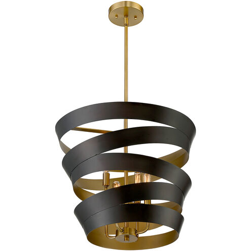 Modern 4 Light 18.88 inch Matte Black with Gold Pendant Ceiling Light