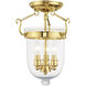 Jefferson 3 Light 10 inch Polished Brass Semi-Flush Mount Ceiling Light