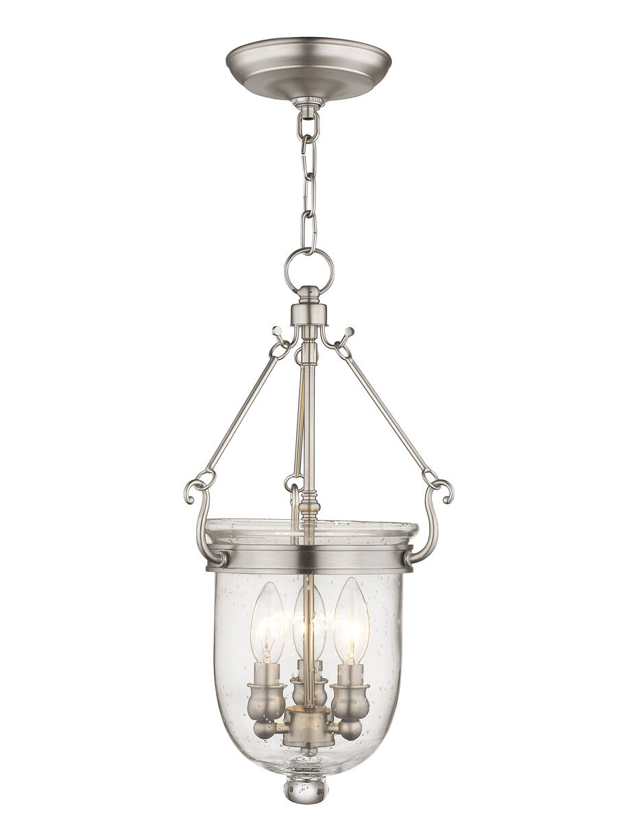 Jefferson 3 Light 10 inch Brushed Nickel Chain Lantern