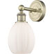 Eaton Sconce Wall Light in Antique Brass, Matte White