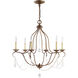 Chesterfield 6 Light 25 inch Hand Applied Venetian Golden Bronze Chandelier Ceiling Light