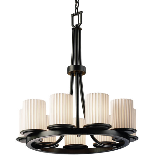 Limoges 9 Light Matte Black Chandelier Ceiling Light in Pleats, Incandescent