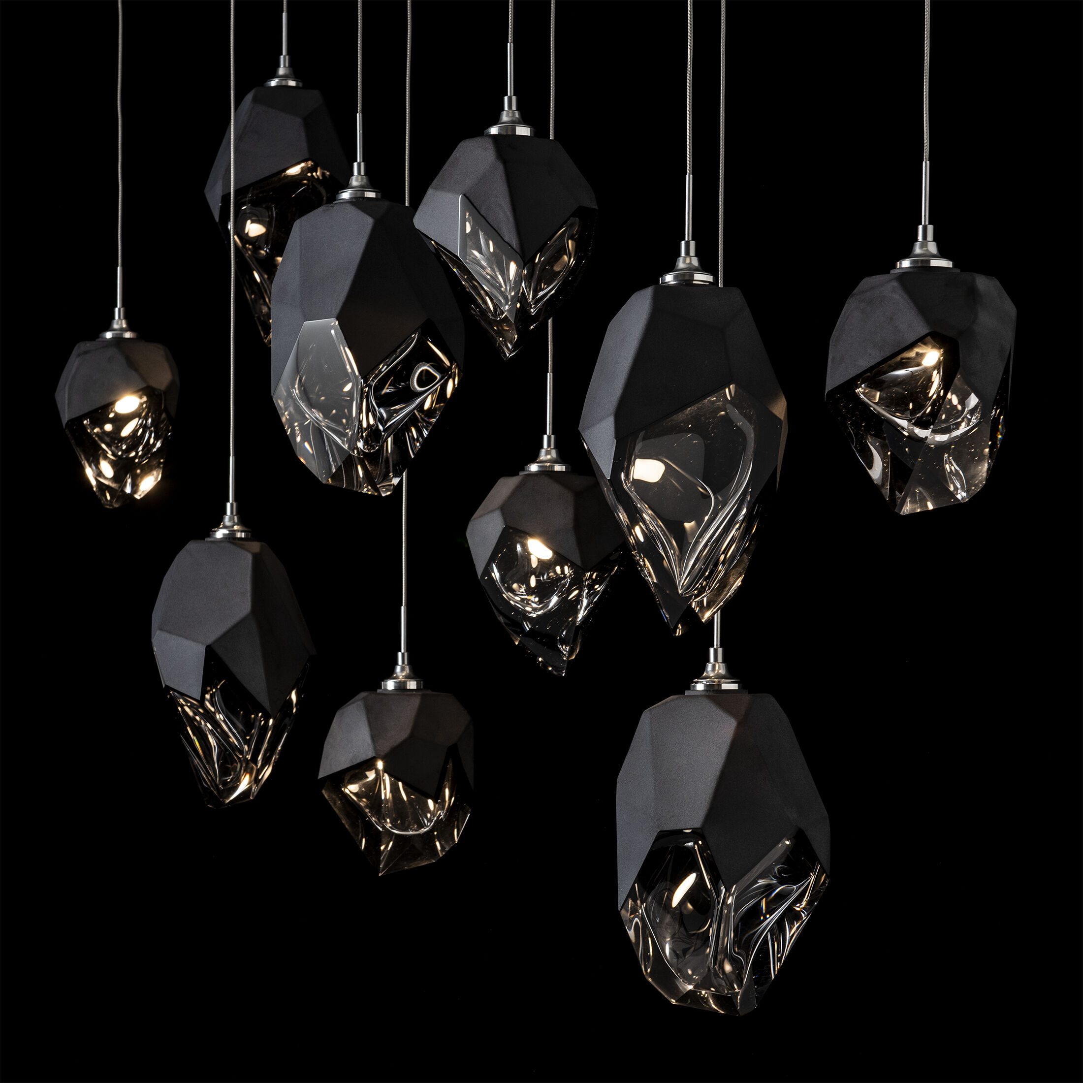 Chrysalis 10 Light 10.1 inch Sterling Pendant Ceiling Light in Black Crystal