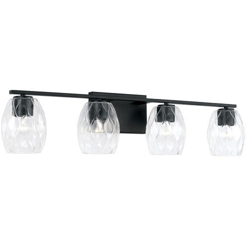Lucas 4 Light 34 inch Matte Black Vanity Light Wall Light
