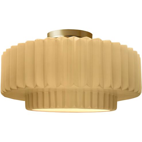 Radiance LED 16.5 inch Muted Yellow and Brushed Brass Semi Flush Ceiling Light