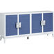 Asanso White with Blue and Silver Credenza, 4 Door