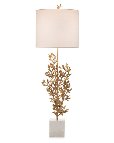 Botanicals 44 inch 150 watt Brass and White Table Lamp Portable Light