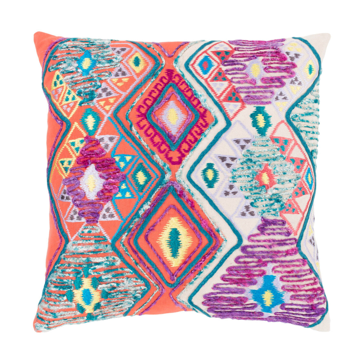 Splendid 20 X 20 inch Cream and Bright Orange Pillow Kit