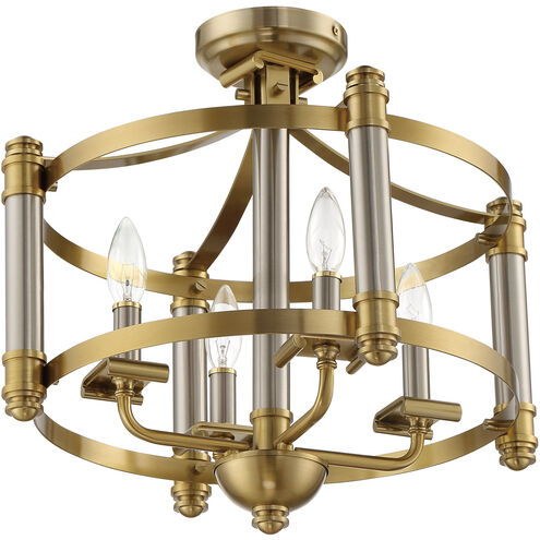 Stanza 4 Light 18 inch Brushed Polished Nickel / Satin Brass Semi Flush Ceiling Light