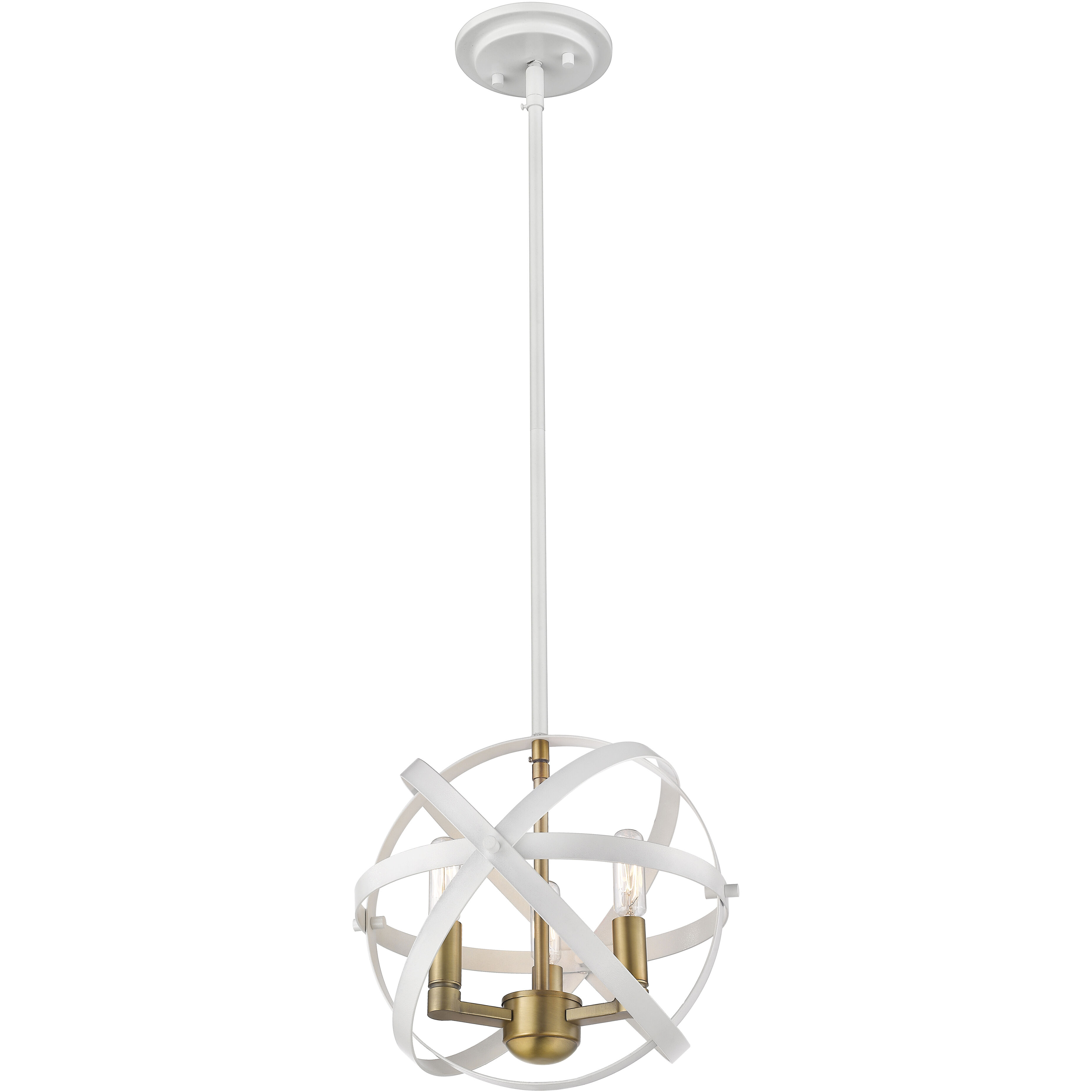 Cavallo 3 Light 12 inch Hammered White and Olde Brass Pendant Ceiling Light