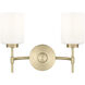 Keylee 2 Light 15.5 inch Vintage Brass Bathroom Vanity Light Wall Light