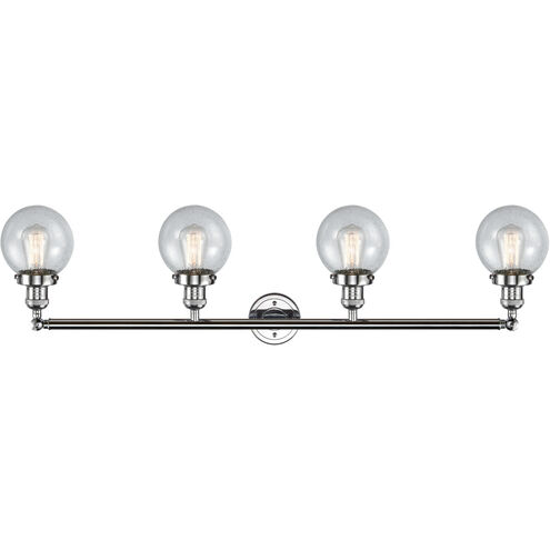 Franklin Restoration Beacon 4 Light 42 inch Polished Chrome Bath Vanity Light Wall Light in Seedy Glass, Franklin Restoration