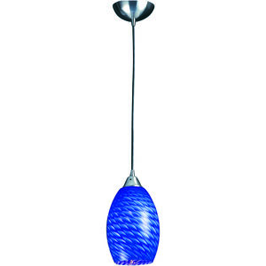 Mulinello LED 6 inch Satin Nickel Multi Pendant Ceiling Light in Sapphire Glass, Configurable