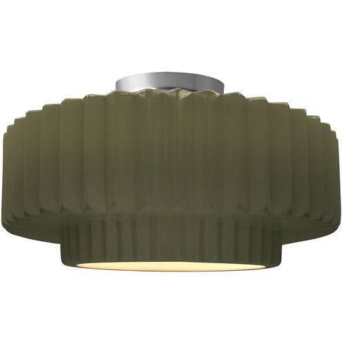 Radiance LED 14.5 inch Matte Green and Brushed Nickel Semi Flush Ceiling Light
