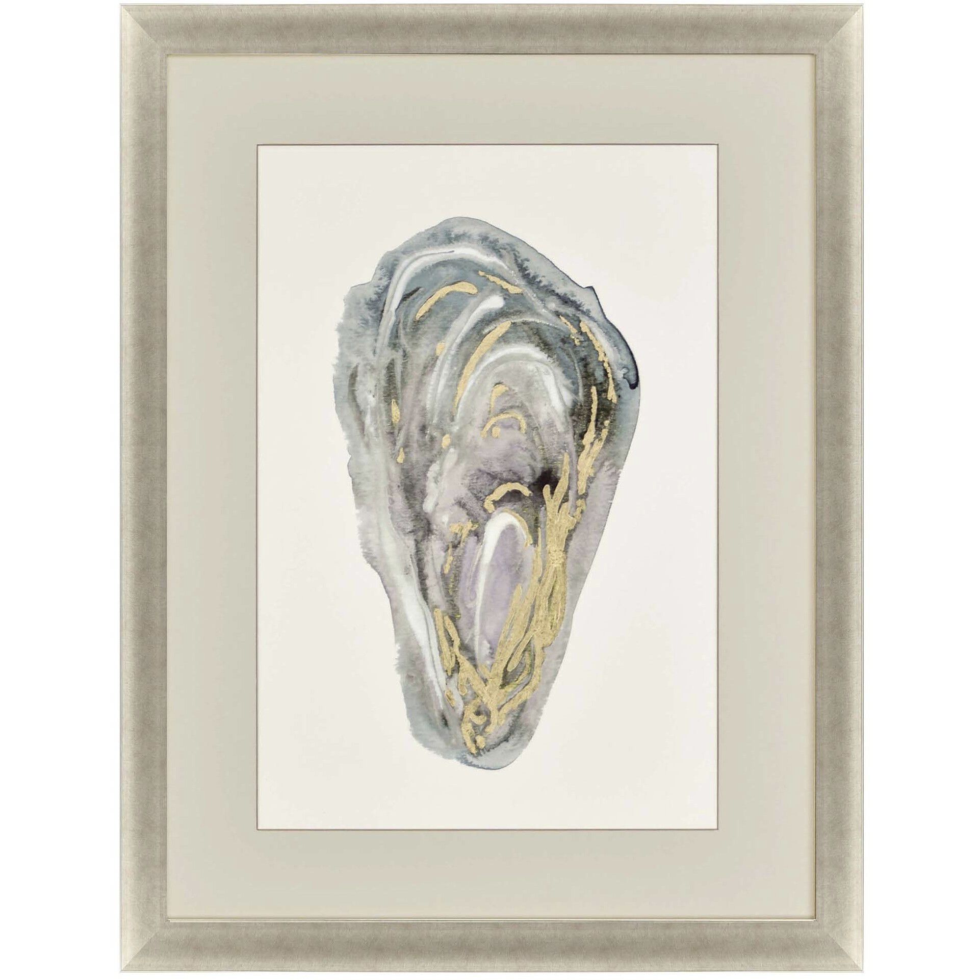 Crassostrea Virginica Blue and Metallic and Beige and Gray Framed Art, The Studio