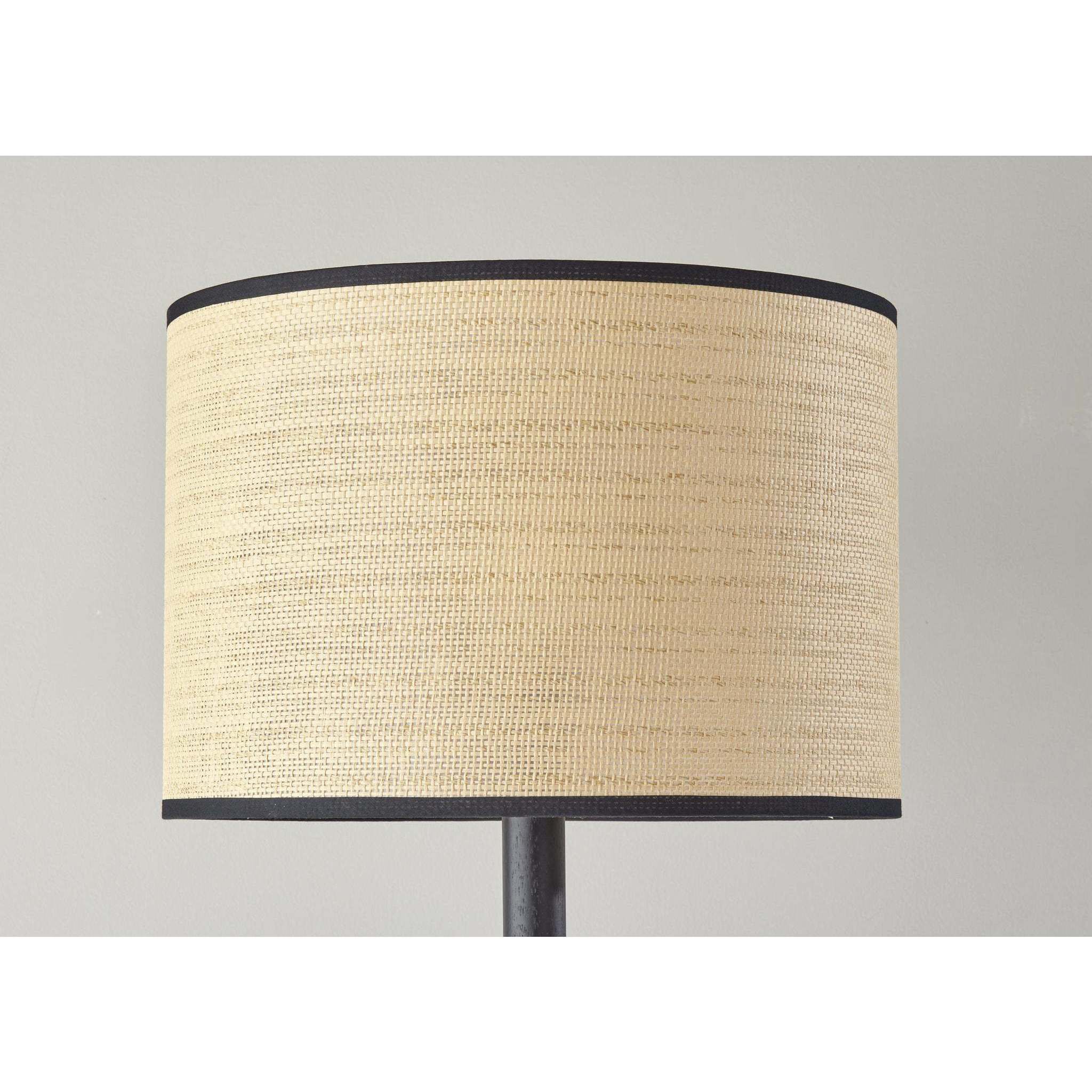 Ellis 58 inch 150.00 watt Black Wood Floor Lamp Portable Light in Natural Woven with Black Trim