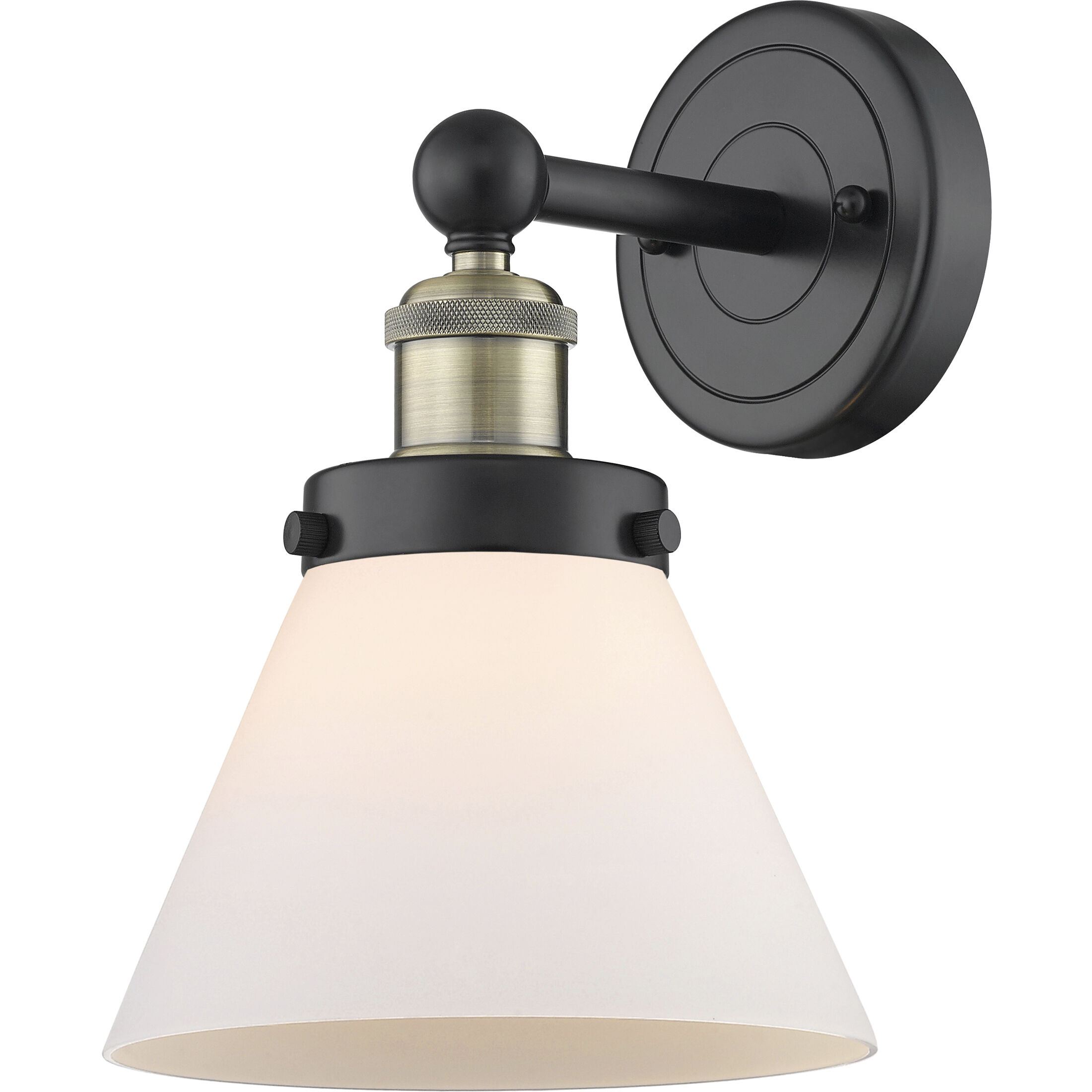 Cone Sconce Wall Light in Black Antique Brass, Matte White