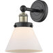 Cone Sconce Wall Light in Black Antique Brass, Matte White