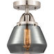 Nouveau 2 Fulton 1 Light 7 inch Brushed Satin Nickel Semi-Flush Mount Ceiling Light in Plated Smoke Glass