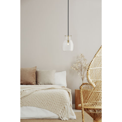 Bella 1 Light 12 inch Matte Black and Olde Brass Pendant Ceiling Light