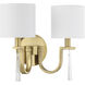 Fortuna 2 Light 12.75 inch Satin Brass Wall Sconce Wall Light