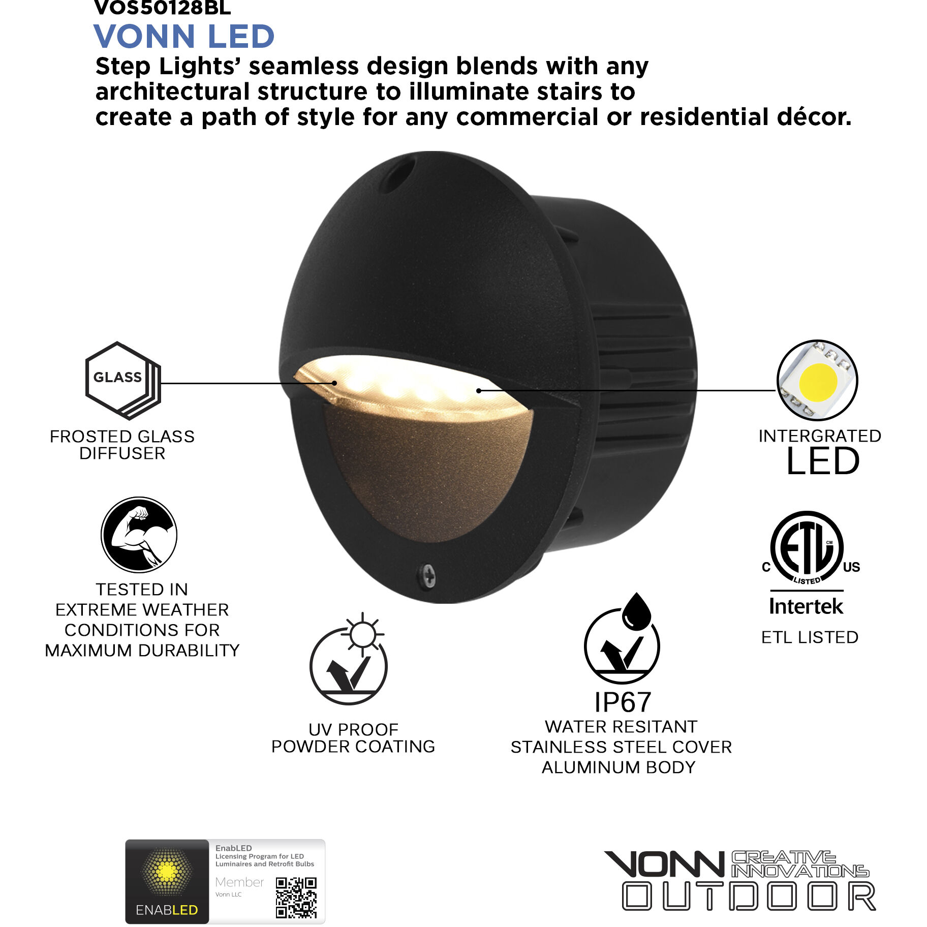 Modern 12 3 watt Matte Black Outdoor Steps Light