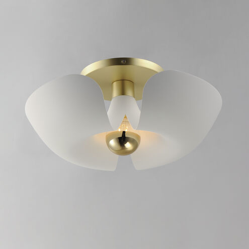 Poppy LED 17.75 inch White with Satin Brass Flush Mount Ceiling Light in White and Satin Brass