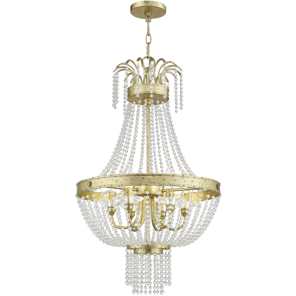 Valentina 6 Light 18 inch Hand Applied Winter Gold Pendant Ceiling Light