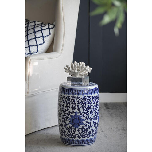 Garden 15.9 inch Blue and White Stool