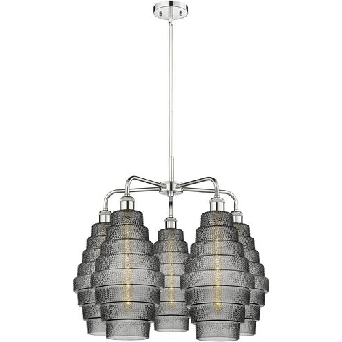 Cascade 5 Light 26 inch Polished Chrome and Smoked Chandelier Ceiling Light
