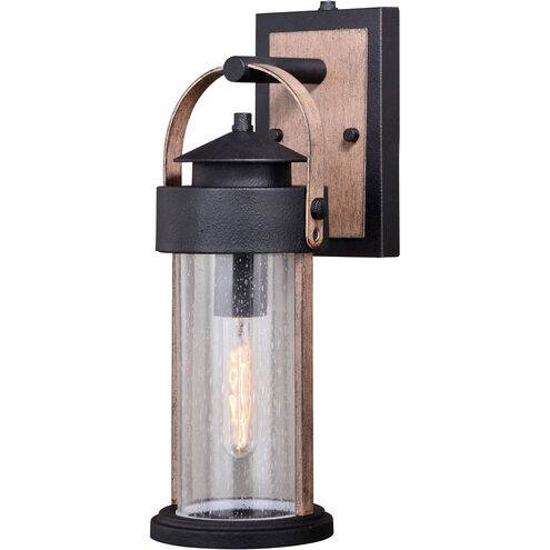 Cumberland 1 Light 16 inch Textured Dark Bronze and Burnished Oak Outdoor Wall