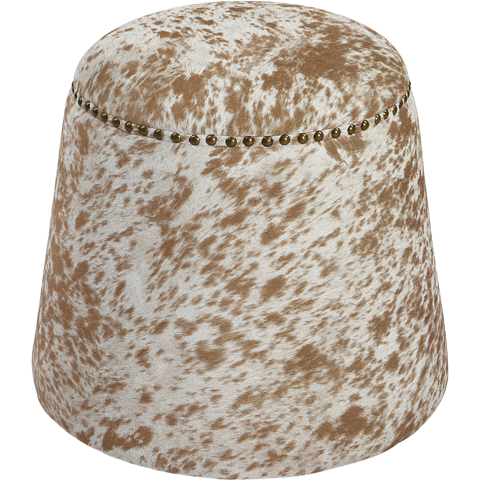 Gumdrop 17 inch Chestnut and White Faux Cow Hide Ottoman
