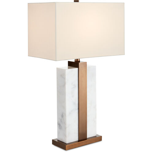Catriona 27.5 inch 150 watt White Marble/Antique Brass Table Lamp Portable Light