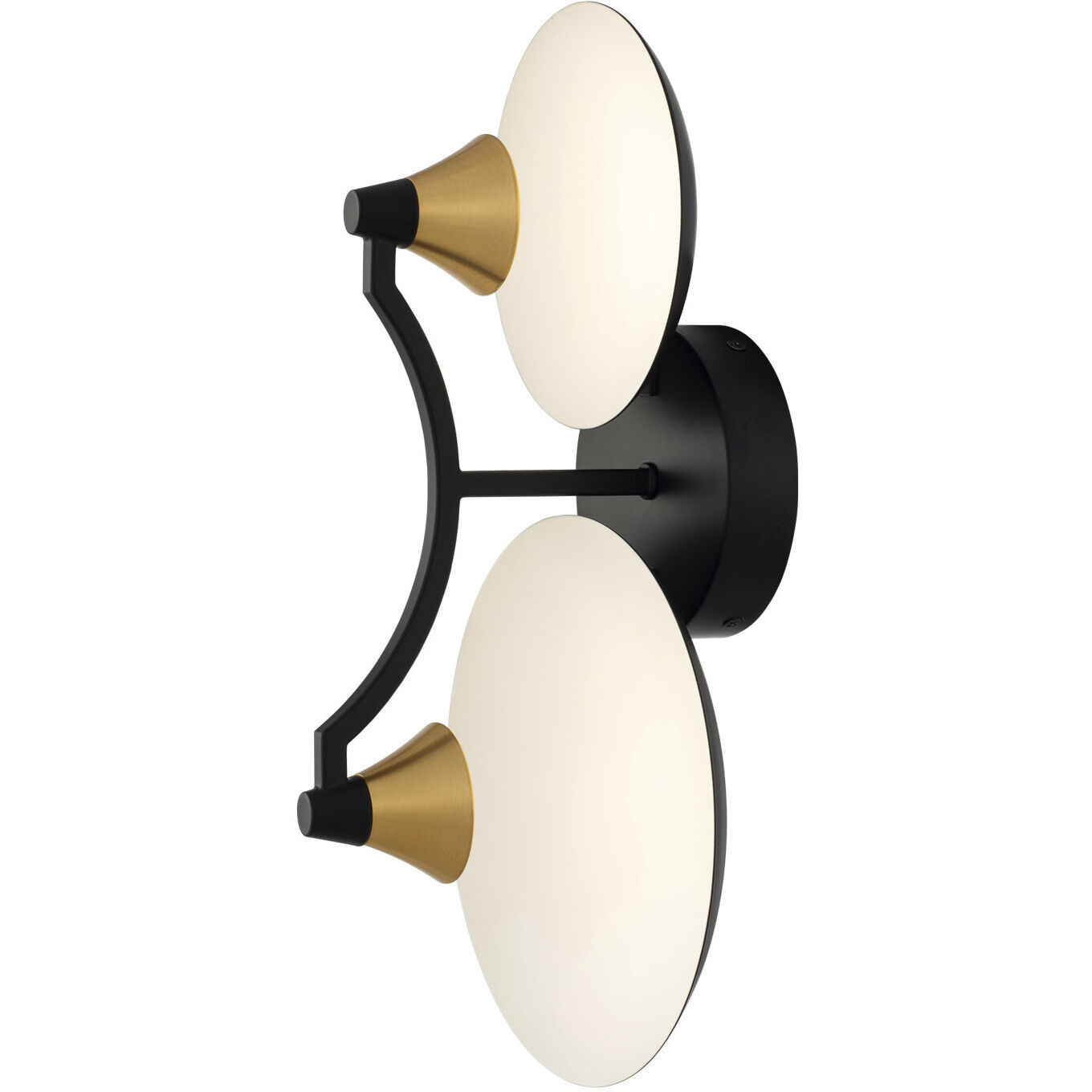Redding Wall Sconce Wall Light in Matte Black With White And Brass Accent, Matte Black