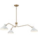 Vintage 3 Light 48 inch White and Natural Brass Pendant Ceiling Light in White with Natural Brass