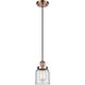 Ballston Small Bell 1 Light 5 inch Antique Copper Mini Pendant Ceiling Light in Clear Glass
