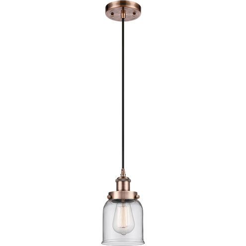 Ballston Small Bell 1 Light 5 inch Antique Copper Mini Pendant Ceiling Light in Clear Glass