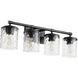 Starky 4 Light 28 inch Matte Black Vanity Light Wall Light