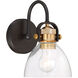 Monico 1 Light 7 inch Painted Bronze/Natural Brush Bath Light Wall Light