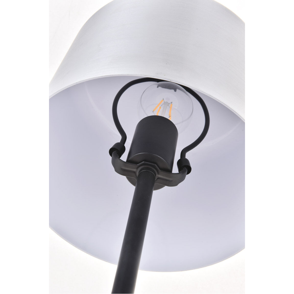 Exemplar 21 inch 40 watt Brushed Nickel and Black with White Marble Table lamp Portable Light in Burnished Nickel