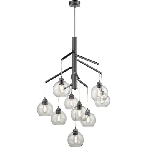 Andromeda 9 Light Graphite Foyer Pendant Ceiling Light in Clear Glass