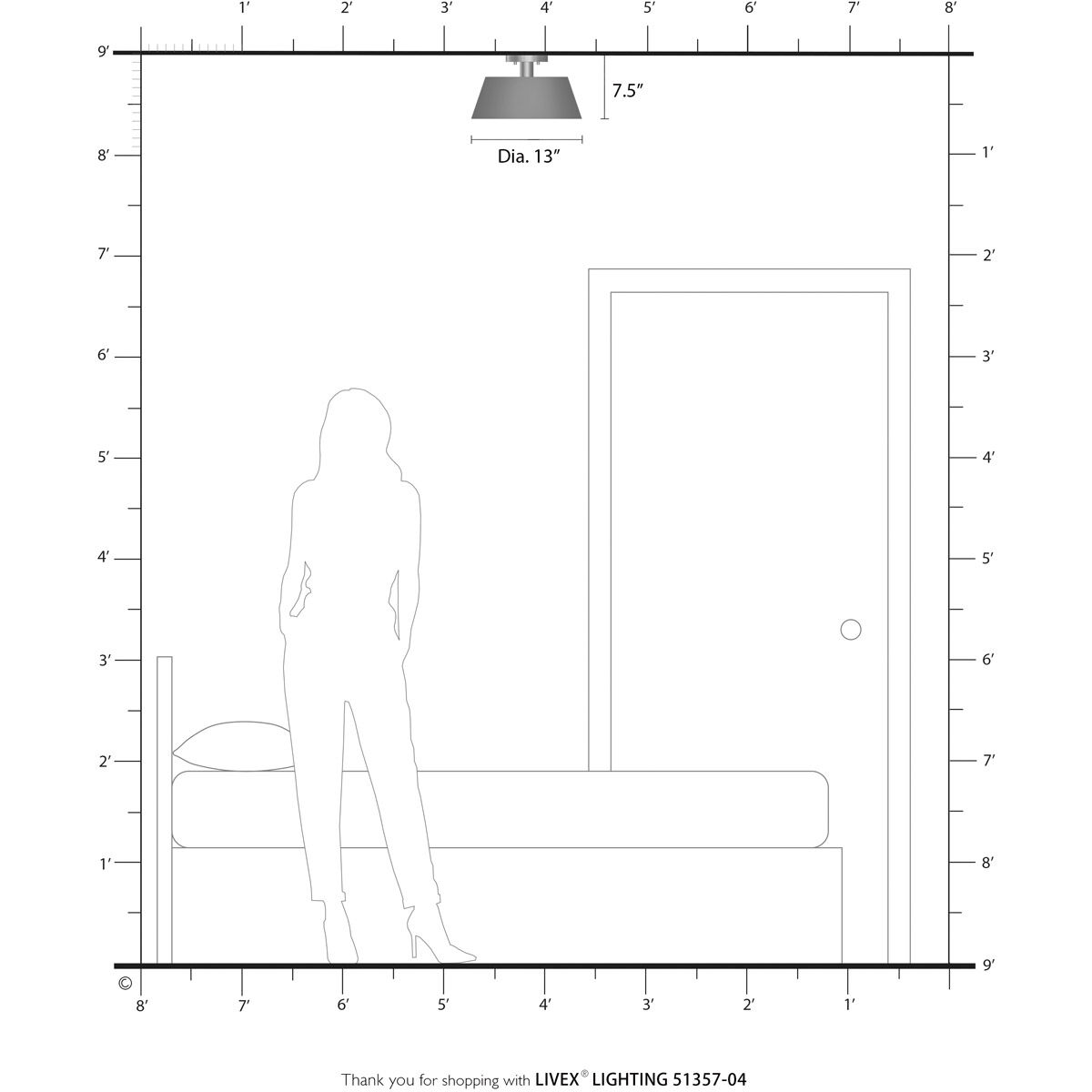 Palma 1 Light 13 inch Black Semi-Flush Mount Ceiling Light