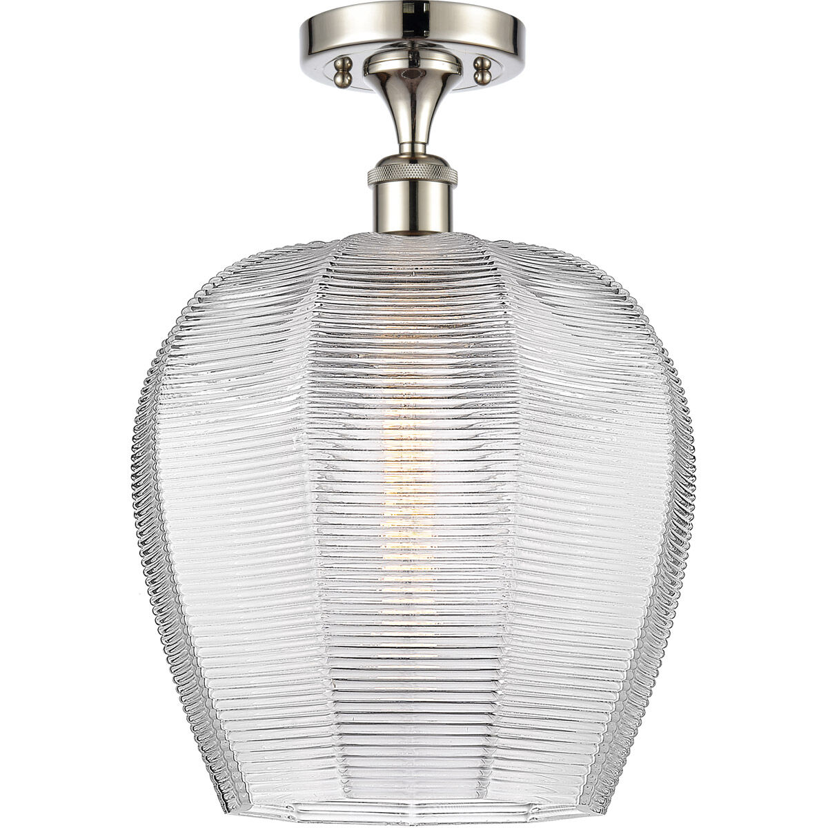 Ballston Norfolk 1 Light 12 inch Polished Nickel Semi-Flush Mount Ceiling Light in Clear Glass