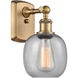 Ballston Belfast LED 6 inch Brushed Brass Sconce Wall Light in Seedy Glass, Ballston