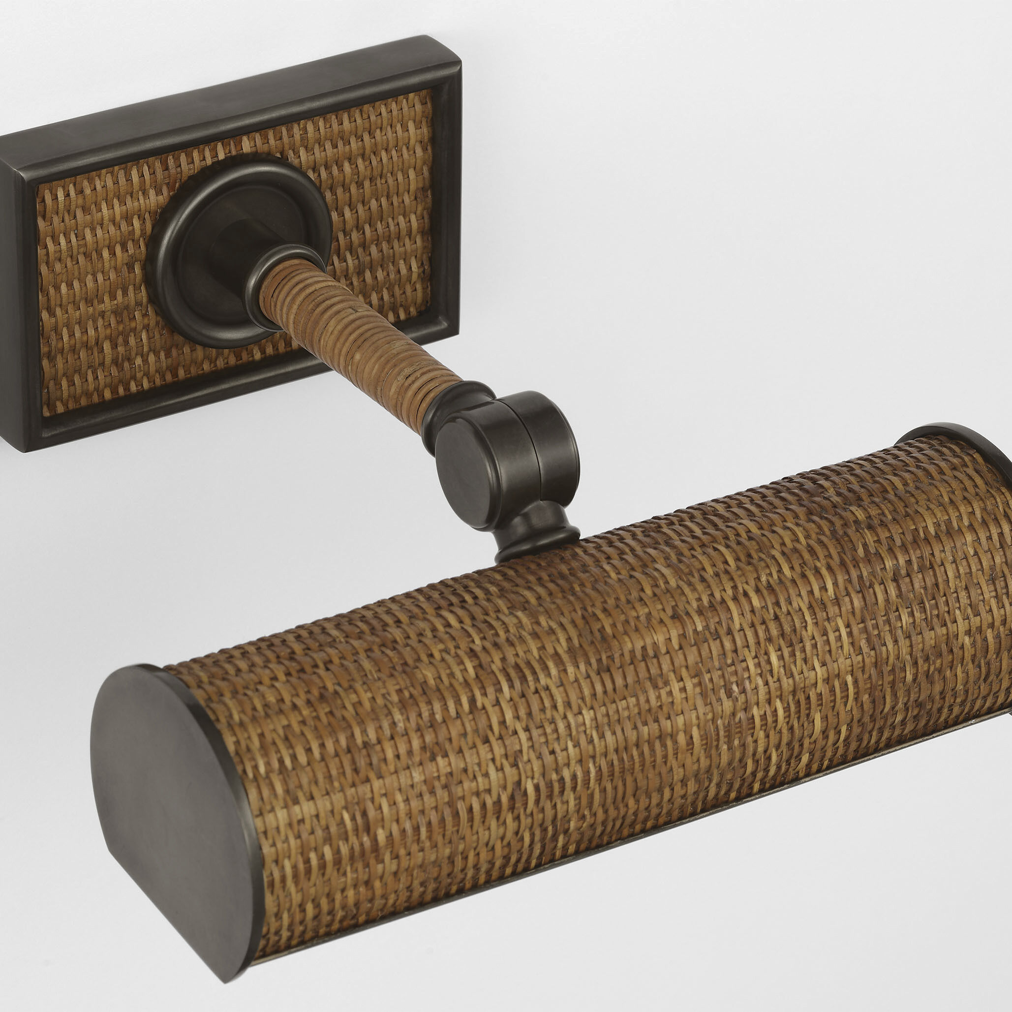 Chapman & Myers Halwell 8 watt 8 inch Bronze and Natural Woven Rattan Picture Light Wall Light