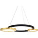 Deux Lunes LED 20 inch Brass and Pearl Black Down Chandelier Ceiling Light